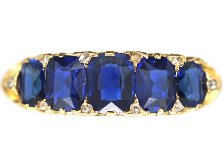 Victorian 18ct Gold & Sapphire Five Stone Ring