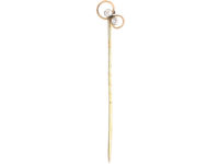 Edwardian 9ct Gold & Diamond Two Stone Twist Tie Pin