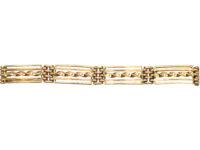 Edwardian 9ct Gold Gate Bracelet with Barley Twist Detail
