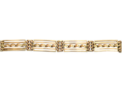 Edwardian 9ct Gold Gate Bracelet with Barley Twist Detail