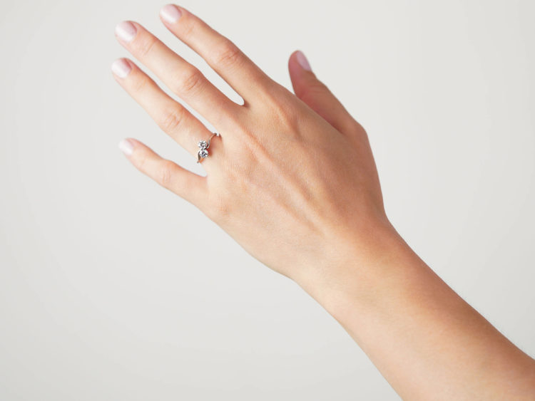 Edwardian Platinum & Diamond Two Stone Crossover Ring