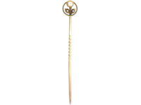 Edwardian 15ct Gold & Natural Split Pearl Flower Tie Pin