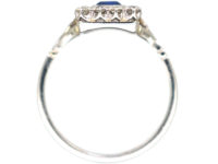 Art Deco Platinum Sapphire & Diamond Rectangular Shaped Ring