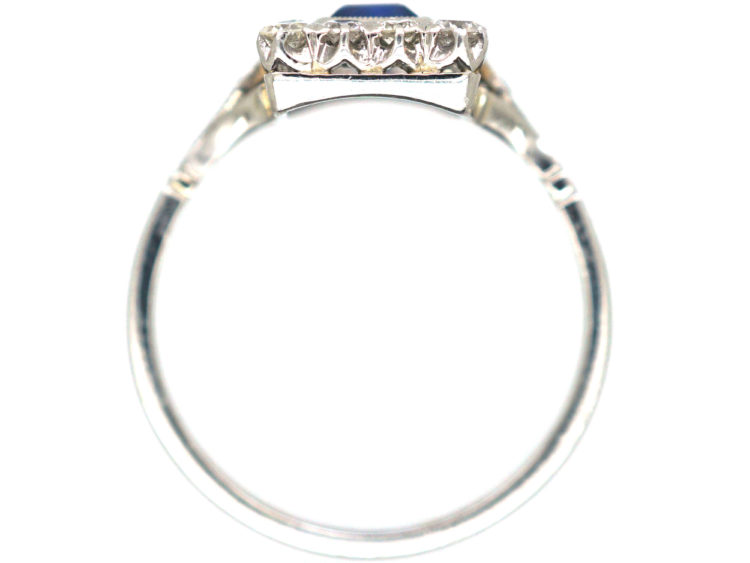 Art Deco Platinum Sapphire & Diamond Rectangular Shaped Ring
