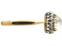 Edwardian 9ct Gold Moonstone & Rose Diamond Ring
