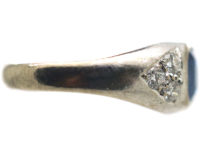 18ct White Gold, Sapphire & Diamond Boat Shaped Ring
