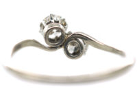 Edwardian Platinum & Diamond Two Stone Crossover Ring