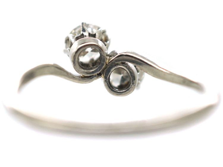 Edwardian Platinum & Diamond Two Stone Crossover Ring