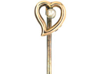 Edwardian 9ct Gold and Pearl Heart tie pin