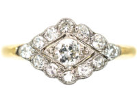 Edwardian 18ct Gold & Platinum, Diamond set Diamond Shaped Ring