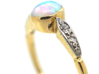 Edwardian 18ct Gold & Platinum Opal & Diamond Ring