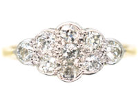 Edwardian 18ct Gold & Platinum Diamond Oval Cluster Ring