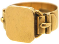 Victorian 18ct Signet Ring with Buckle Detail