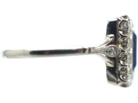 Art Deco Platinum Sapphire & Diamond Rectangular Shaped Ring