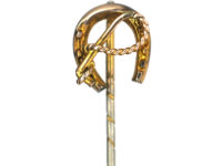Edwardian 9ct Gold Horseshoe & Whip Tie Pin