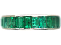 Art Deco 18ct White Gold Full Eternity Ring set with Baguette Cut Emeralds