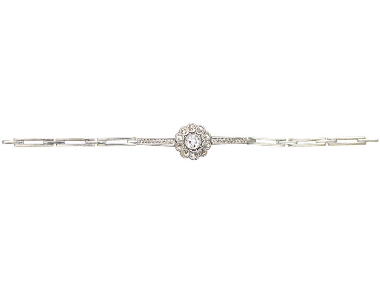 Edwardian 15ct Gold & Platinum, Diamond Cluster Bracelet
