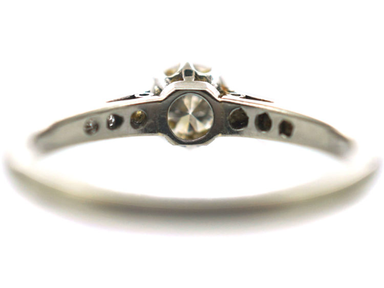 Art Deco 18ct Gold & Platinum, Diamond Solitaire Ring
