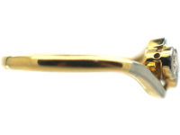 Edwardian 18ct Gold & Platinum Two Stone Diamond Crossover Ring