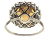 Art Deco Platinum, Zircon & Diamond Large Cluster Ring