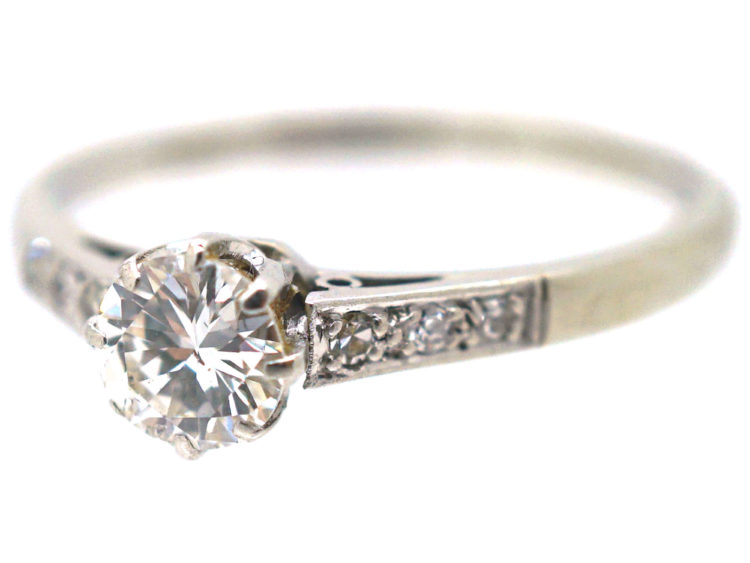 Art Deco 18ct Gold & Platinum, Diamond Solitaire Ring