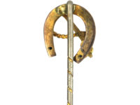 Edwardian 9ct Gold Horseshoe & Whip Tie Pin
