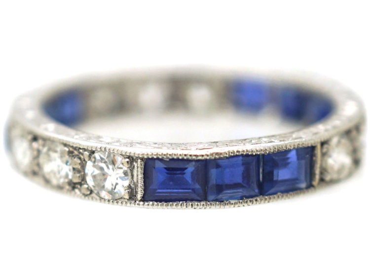 Art Deco Platinum, Sapphire & Diamond Eternity Ring
