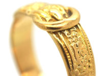 Victorian 18ct Gold & Engraved Flowers Buckle Ring