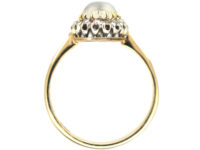 Edwardian 9ct Gold Moonstone & Rose Diamond Ring