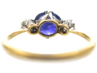Edwardian 18ct Gold & Platinum, Colour Change Sapphire & Diamond Three Stone Ring