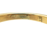Victorian 18ct Gold, Emerald & Diamond Three Stone Carved Half Hoop Ring