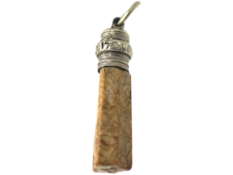 Victorian Silver & Agate Seal with Intaglio of Ivy Leaves