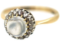 Edwardian 9ct Gold Moonstone & Rose Diamond Ring