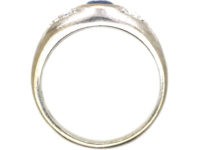 18ct White Gold, Sapphire & Diamond Boat Shaped Ring