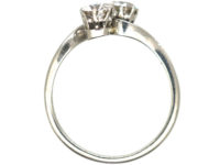 Edwardian Platinum & Diamond Two Stone Crossover Ring