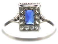 Art Deco Platinum Sapphire & Diamond Rectangular Shaped Ring