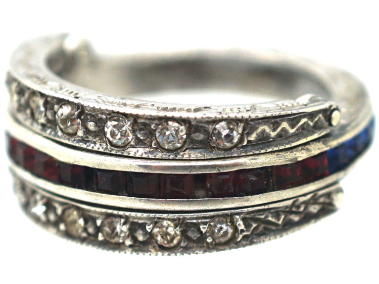 Retro Silver & Paste Flip Over Day & Night Ring