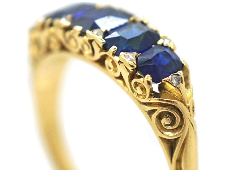 Victorian 18ct Gold & Sapphire Five Stone Ring
