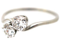 Edwardian Platinum & Diamond Two Stone Crossover Ring