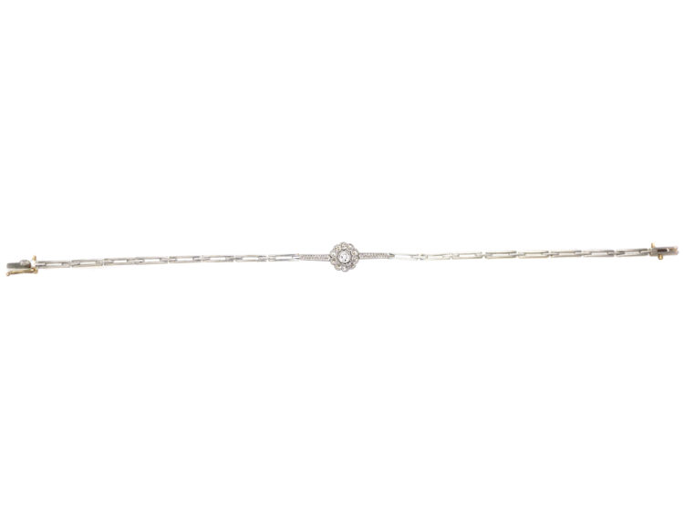 Edwardian 15ct Gold & Platinum, Diamond Cluster Bracelet