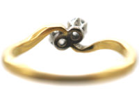Edwardian 18ct Gold & Platinum, Two Stone Diamond Twist Ring
