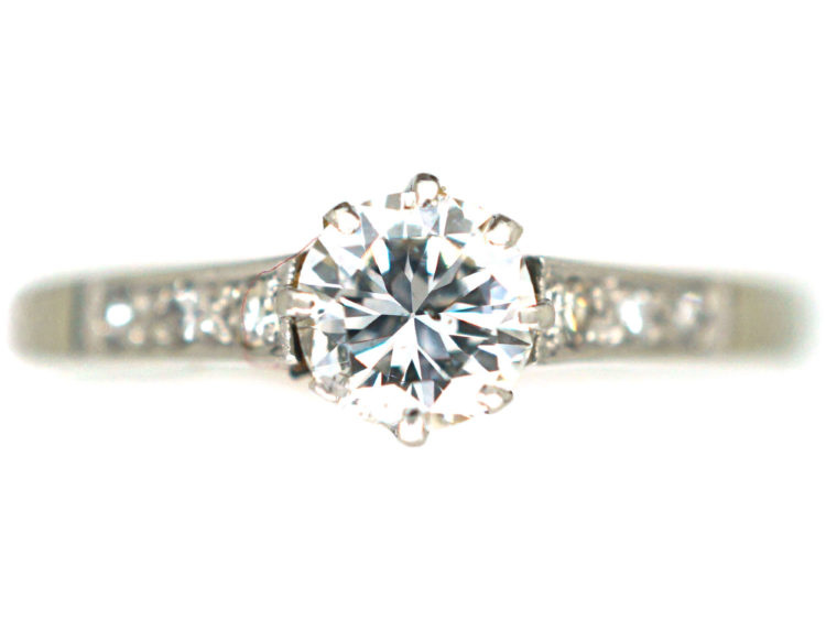 Art Deco 18ct Gold & Platinum, Diamond Solitaire Ring