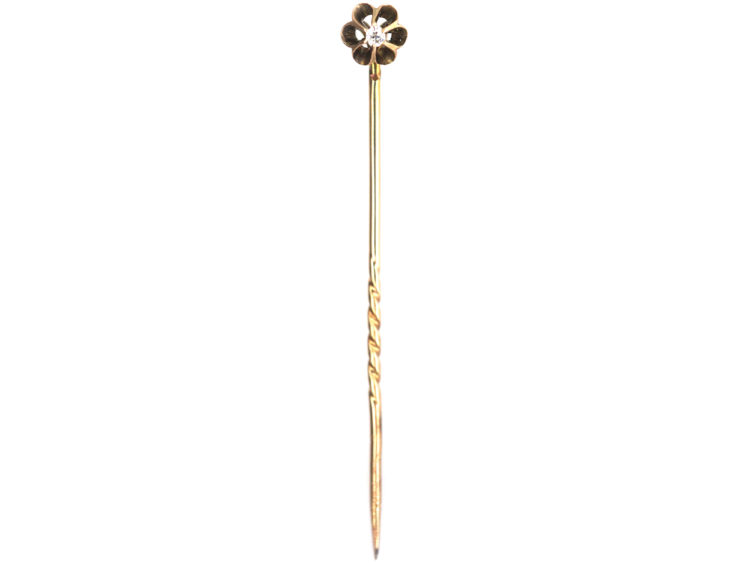 Victorian 9ct Gold Claw Set Diamond Tie Pin