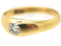 Victorian 18ct Gold & Diamond Rub Over Set Ring