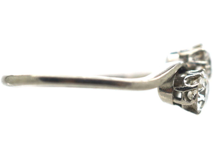 Edwardian Platinum & Diamond Two Stone Crossover Ring