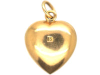 Edwardian 15ct Gold, Natural Split Pearl & Strawberry Red Enamel Heart Shaped Locket