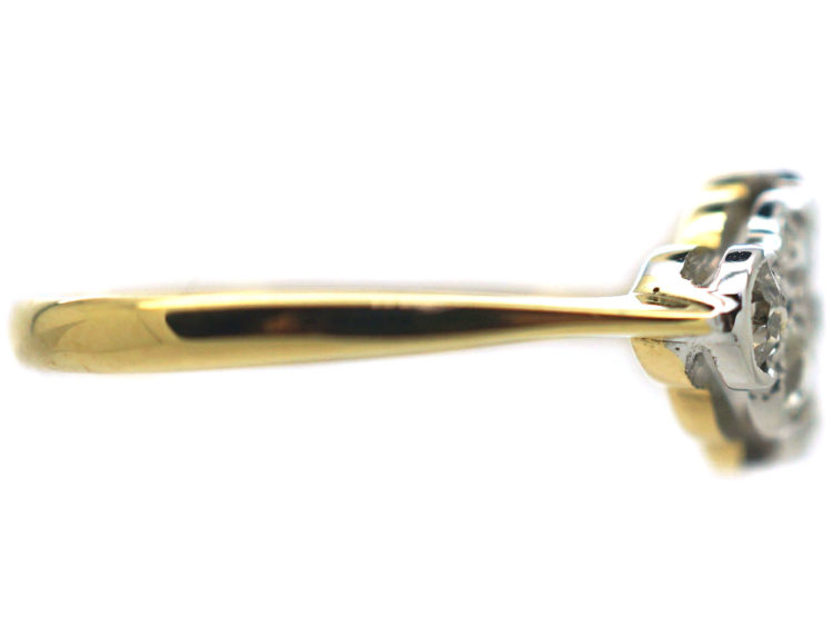 Edwardian 18ct Gold & Platinum Diamond Oval Cluster Ring