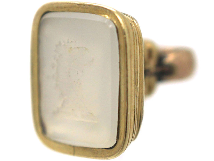 Early Victorian 15ct Gold Cased Seal with an Intaglio of a Crowned Griffin