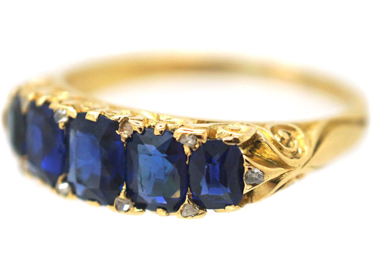 Victorian 18ct Gold & Sapphire Five Stone Ring