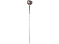 Edwardian Rose Diamond Fox Head Tie Pin with Ruby Eyes
